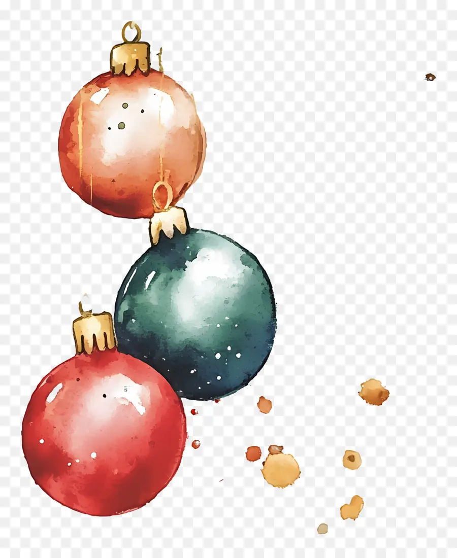 Acuarela Navideña，Adornos Navideños PNG