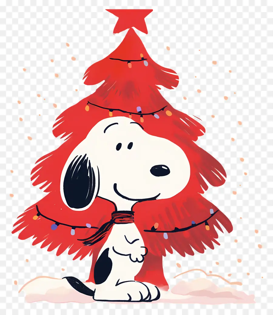 Snoopy，Perro De Dibujos Animados Con árbol De Navidad PNG