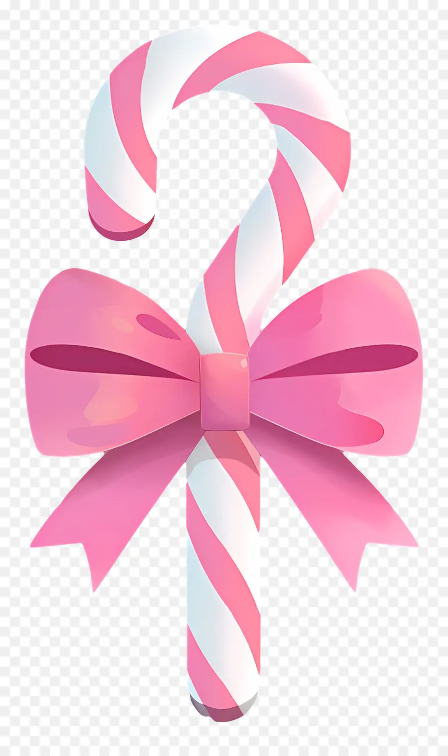 Bastón De Caramelo De Navidad，Bastón De Caramelo Rosa Con Lazo Grande PNG