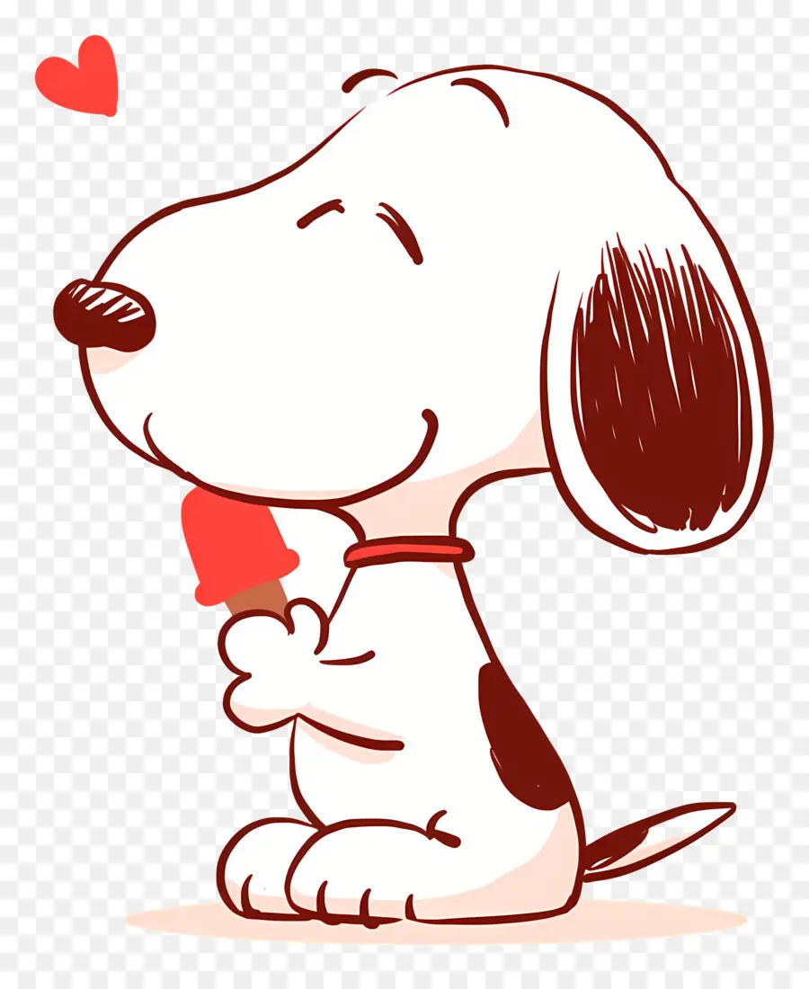 Snoopy Comiendo Helado，Perro De Dibujos Animados Con Helado PNG