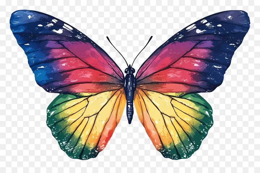 Mariposa Arcoiris，Mariposa Colorida PNG