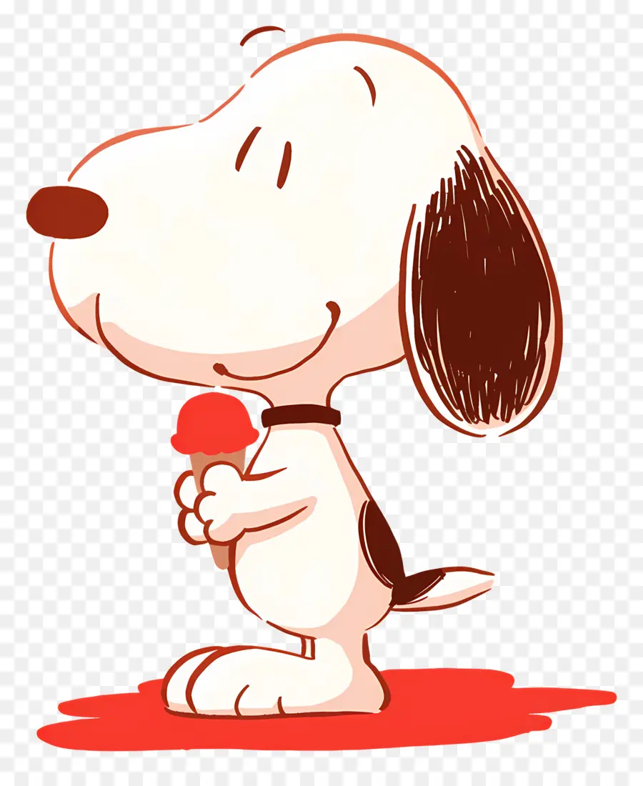 Snoopy Comiendo Helado，Perro De Dibujos Animados Con Paleta PNG