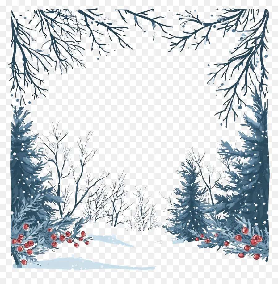 Marco De Invierno，Paisaje Nevado PNG