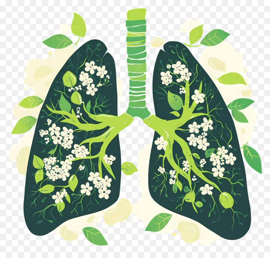 Pulmones Verdes，Pulmones Con Flores PNG