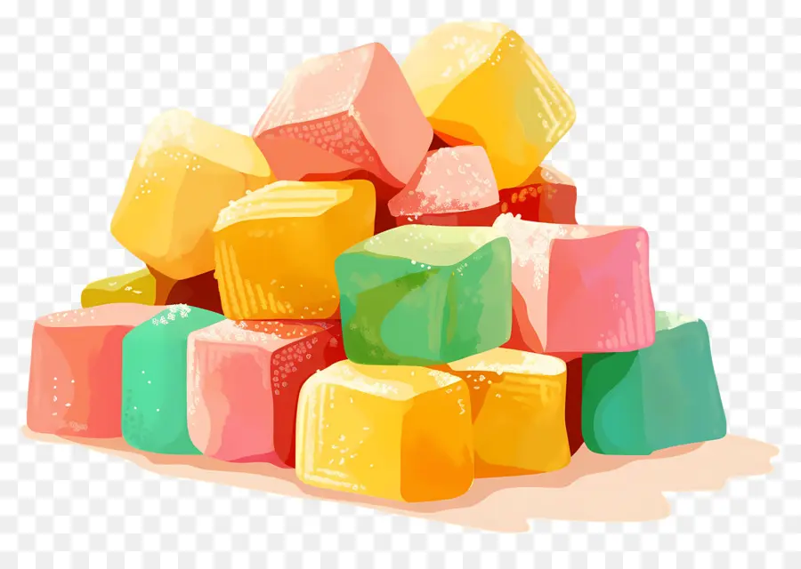 Delicias Turcas，Cubos De Gelatina De Colores PNG