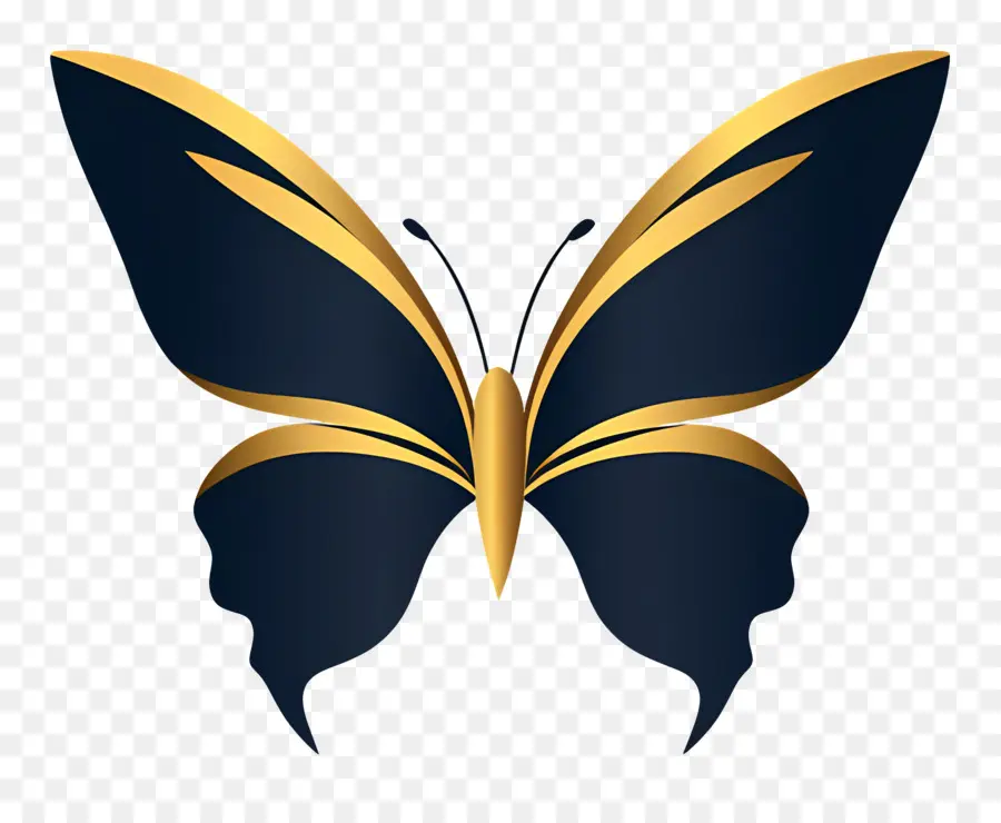 Logotipo De Mariposa，Mariposa Negra Y Dorada PNG