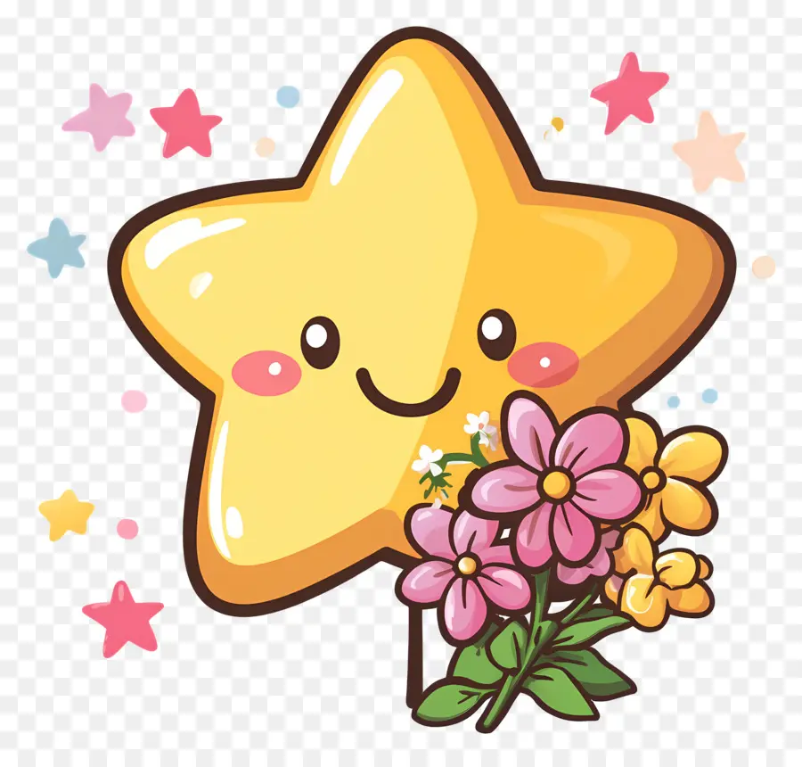 Estrella Animada，Estrella Con Flores PNG