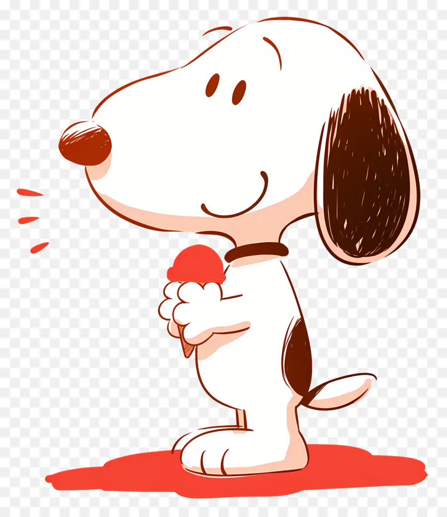 Snoopy Comiendo Helado，Perro De Dibujos Animados Con Paleta PNG