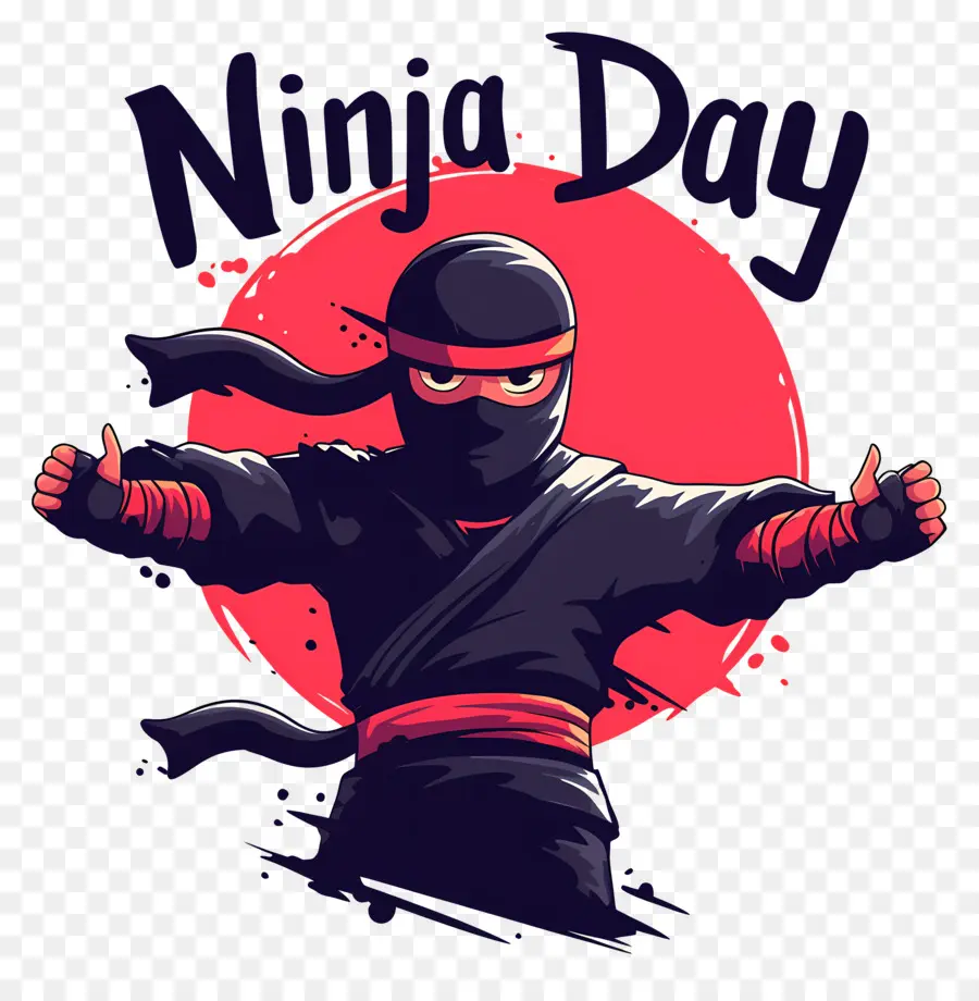 Día Ninja，Pose De Ninja Estilizada PNG