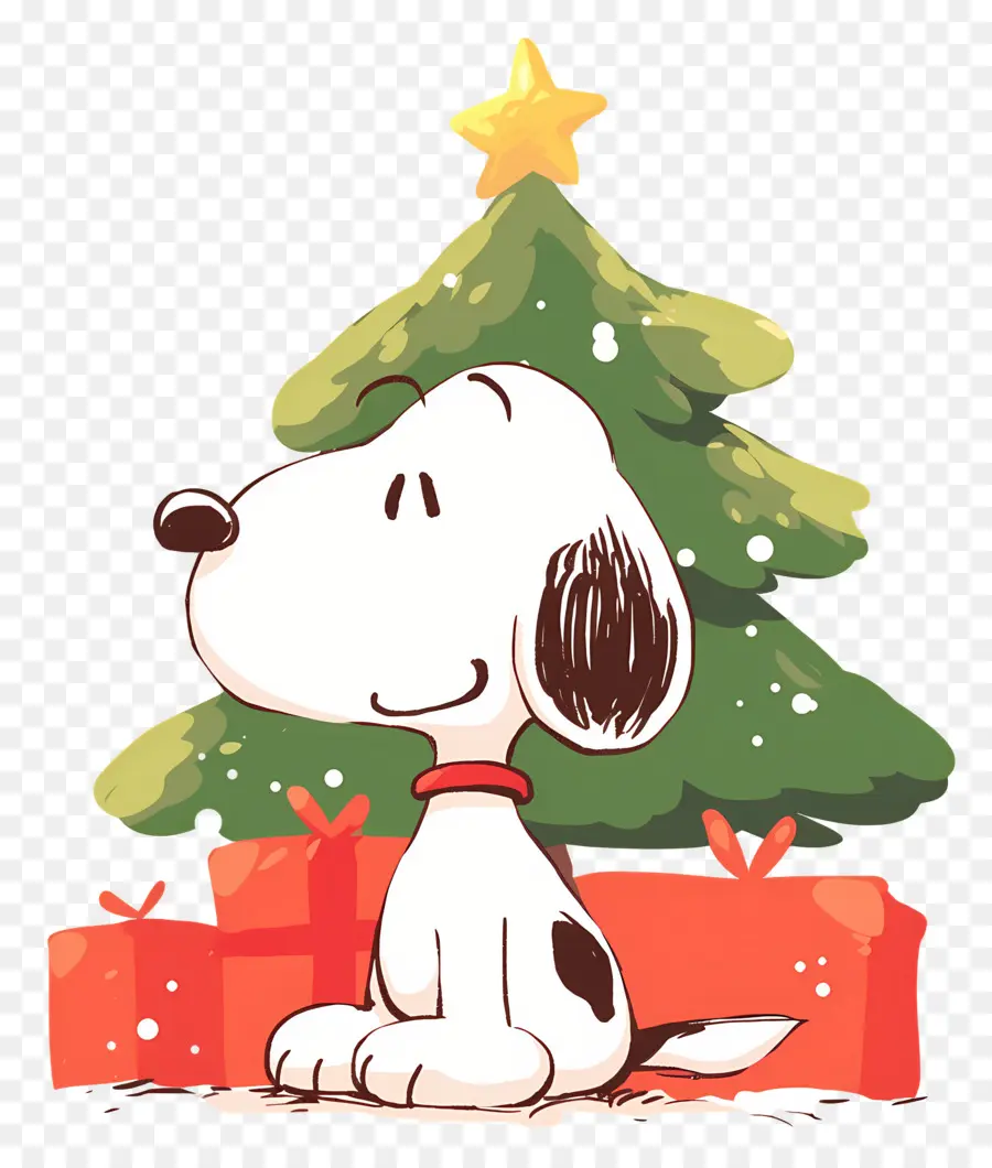 Snoopy，Perro De Dibujos Animados Con árbol De Navidad PNG