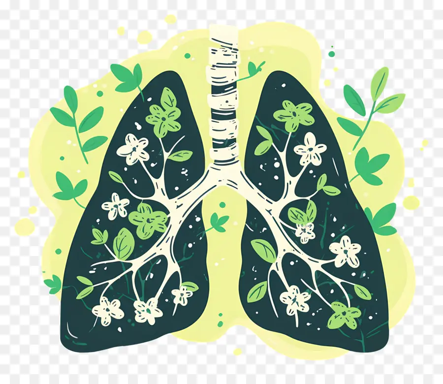 Pulmones Verdes，Pulmones Con Flores PNG