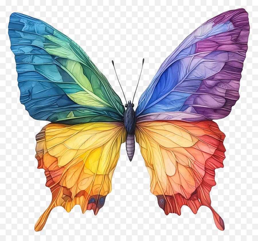 Mariposa Arcoiris，Mariposa Colorida PNG