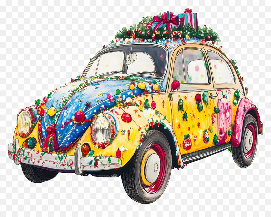 Carro De Navidad，Coche Decorado PNG