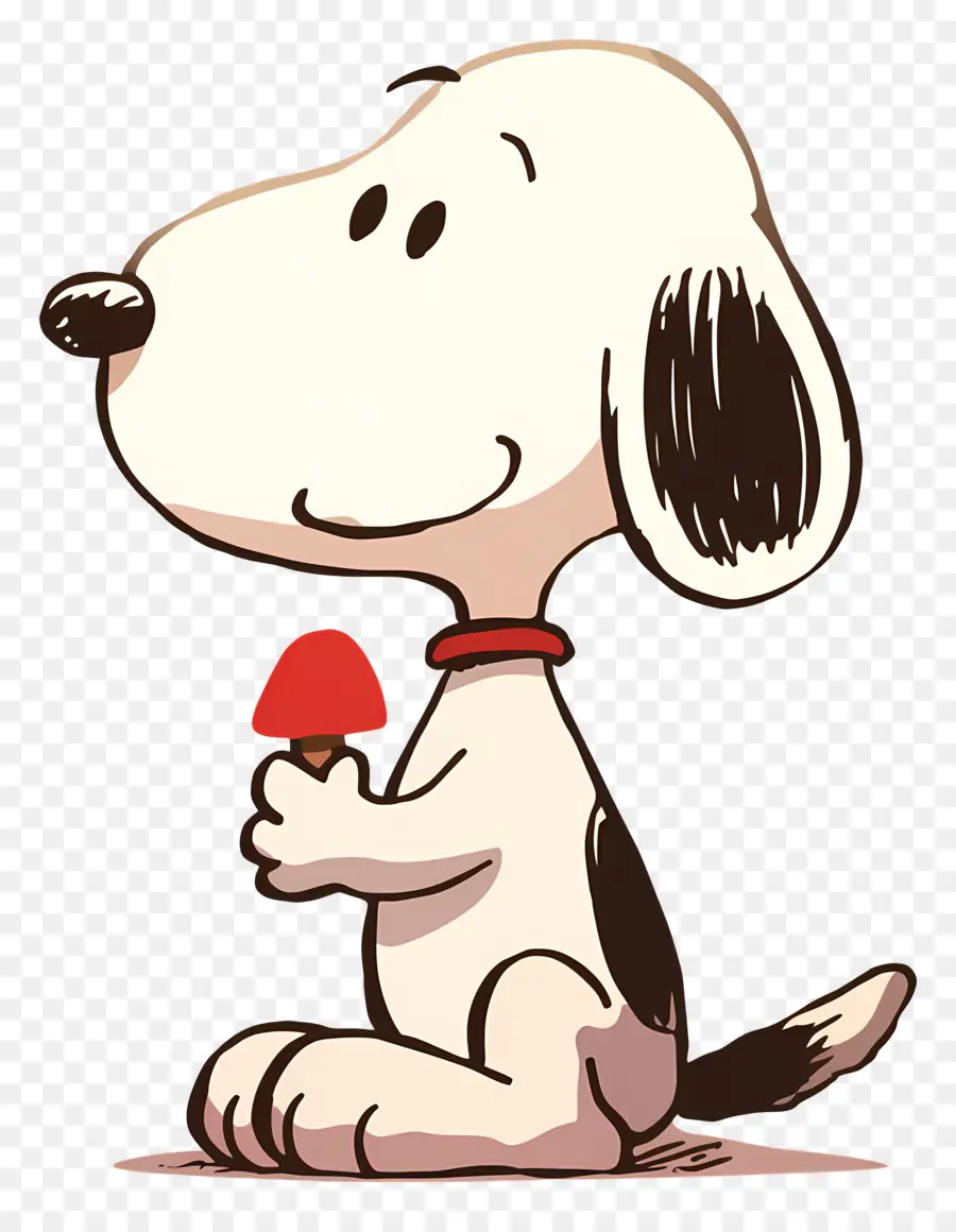 Snoopy Comiendo Helado，Perro De Dibujos Animados Con Paleta PNG