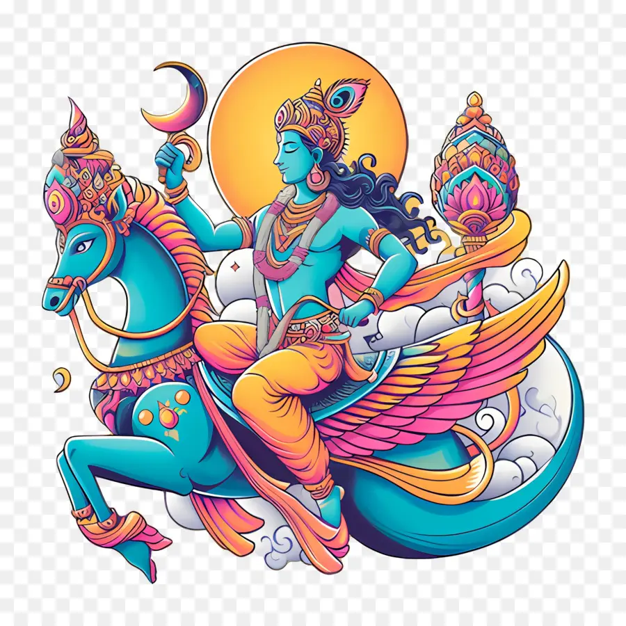 Utpanna Ekadashi，Deidad A Caballo PNG