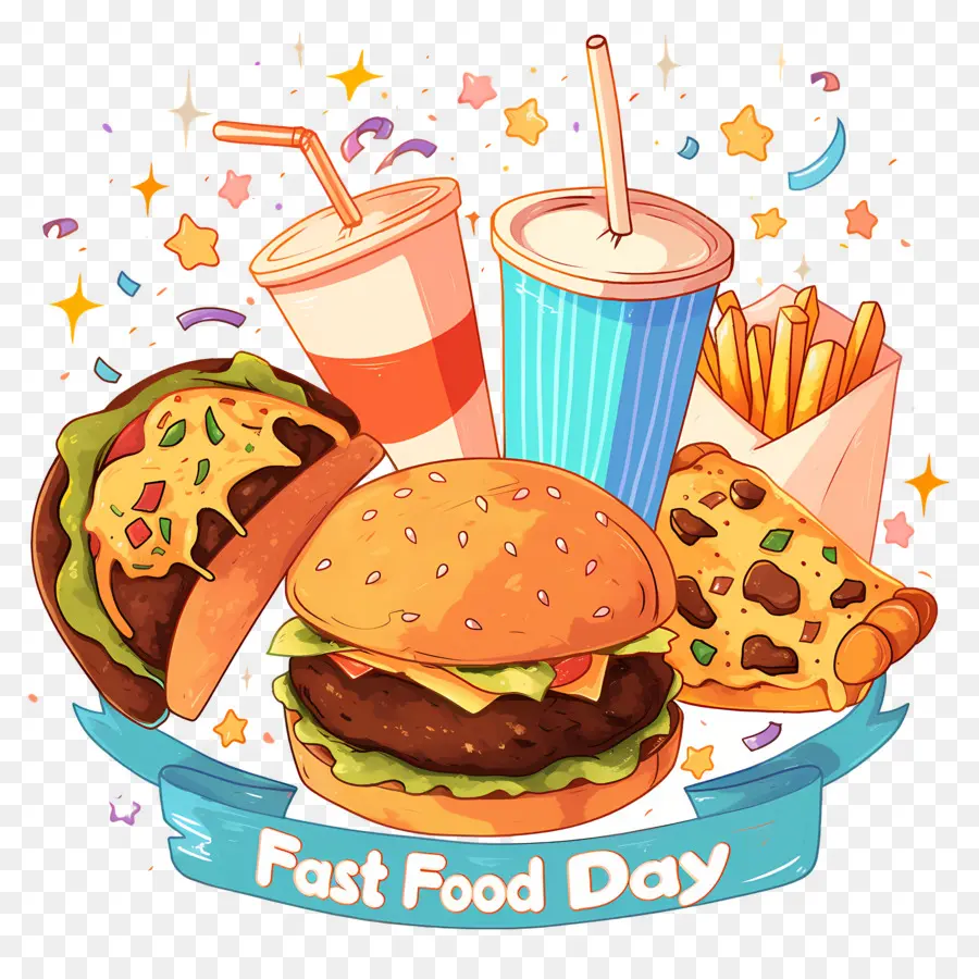 Día Nacional De La Comida Rápida，Hamburguesa Y Papas Fritas PNG