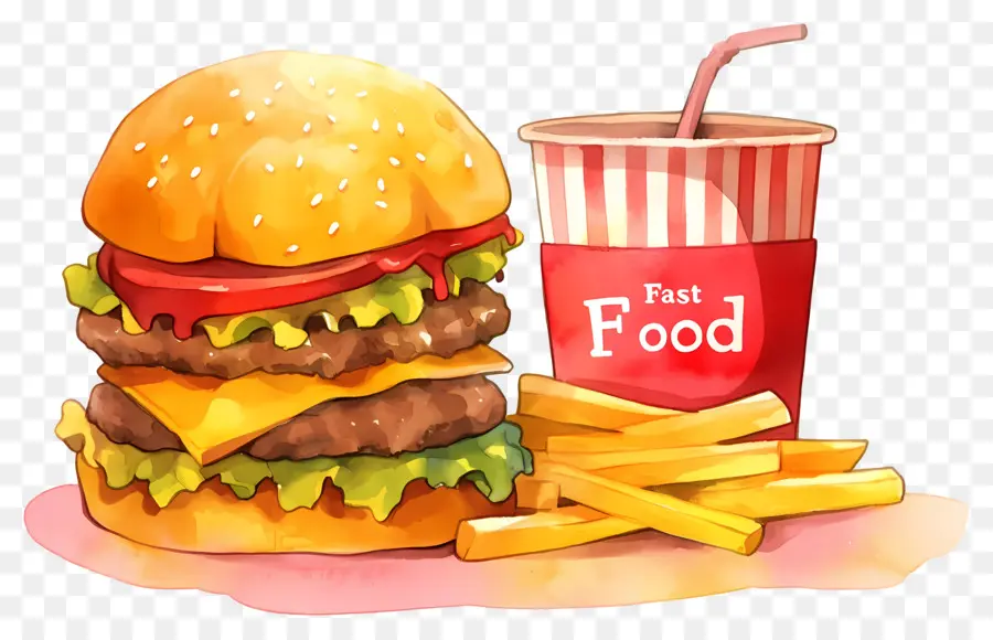 Día Nacional De La Comida Rápida，Hamburguesa Y Papas Fritas PNG