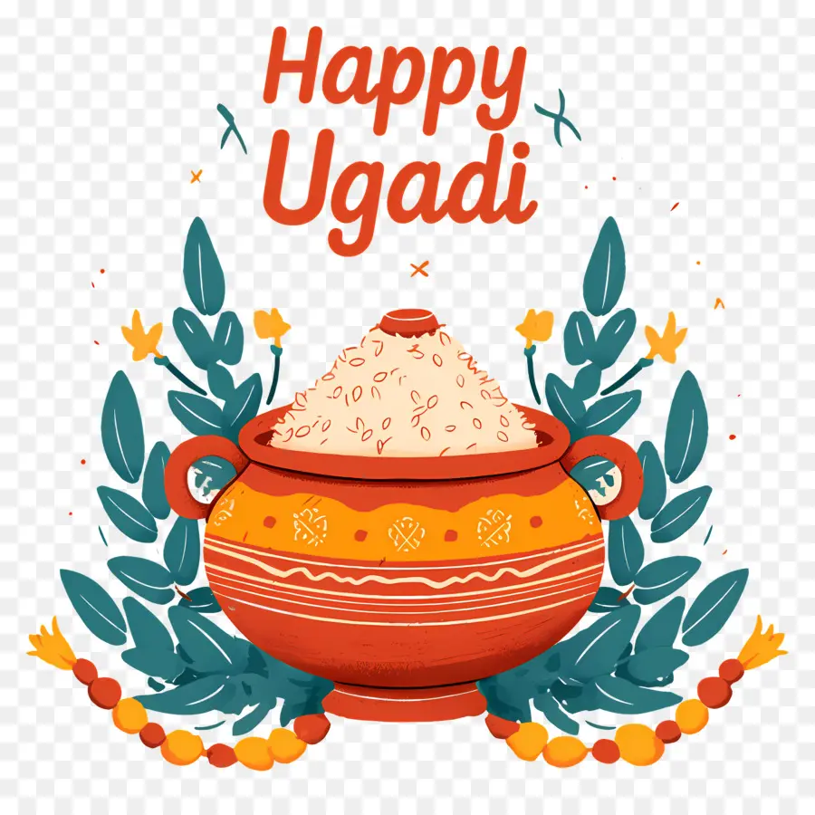 Feliz Ugadi，Olla Con Arroz PNG