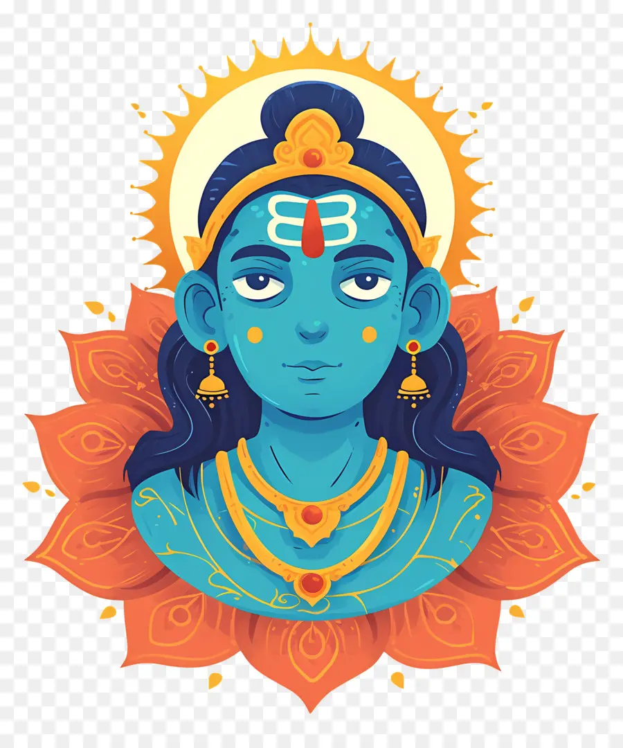 Ram Navami，Ilustración De La Deidad Azul PNG