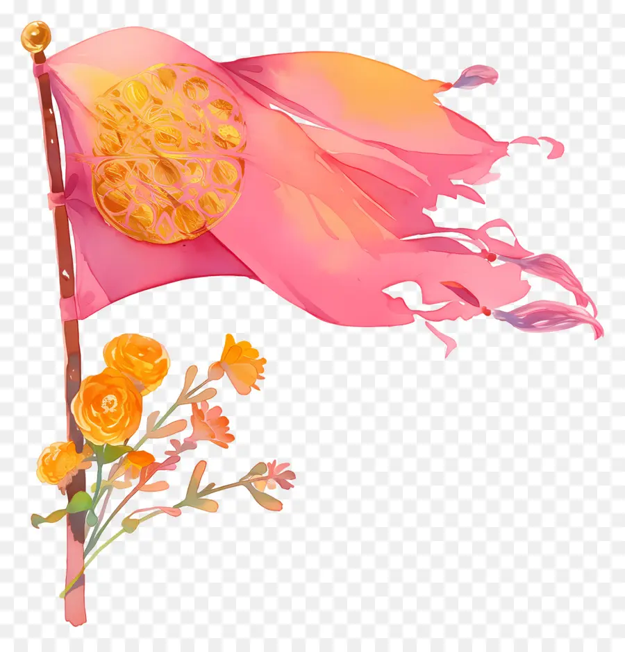 Bandera Rosa，Bandera Con Flores PNG