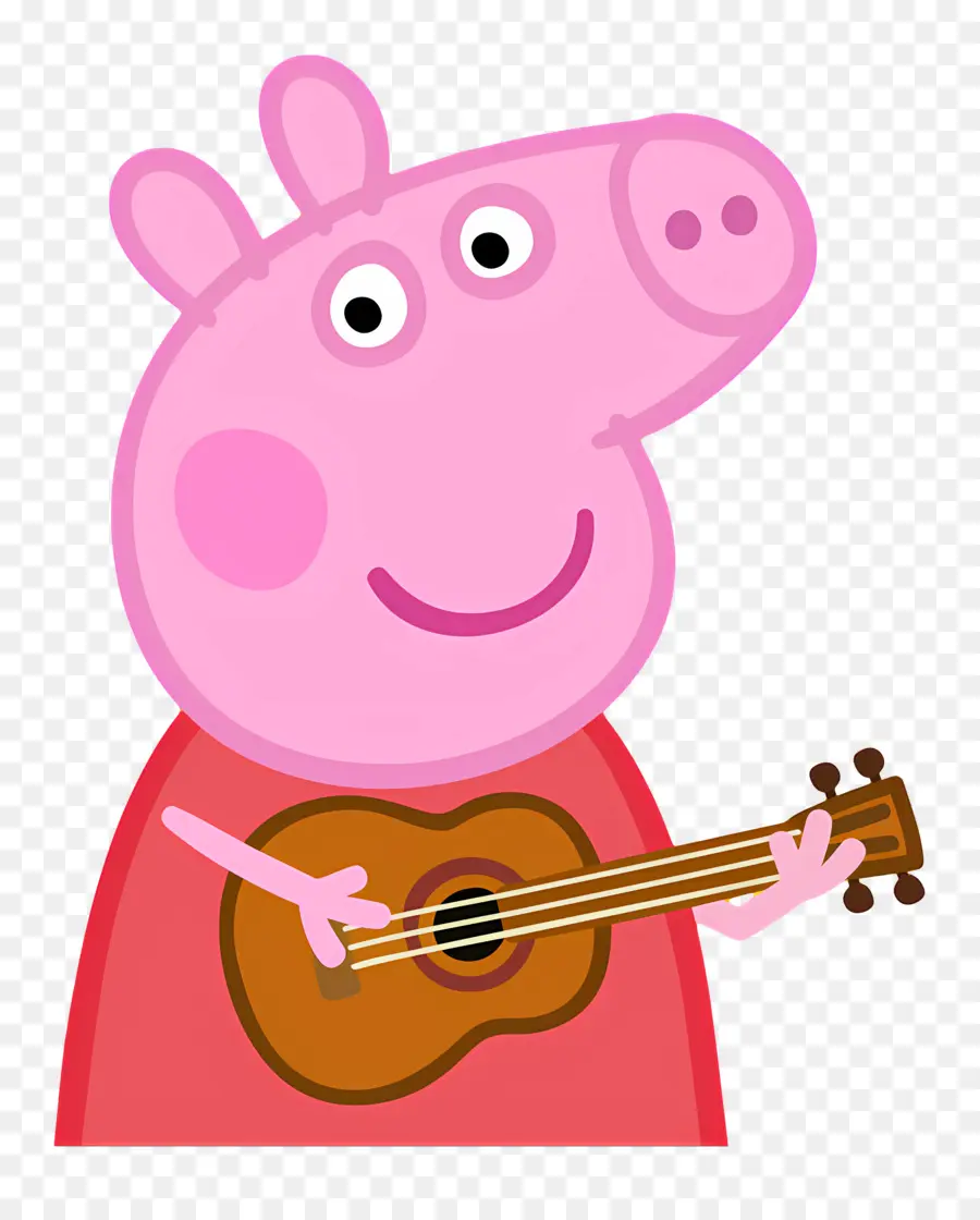 Pepa Cerdo，Cerdo De Dibujos Animados Con Guitarra PNG