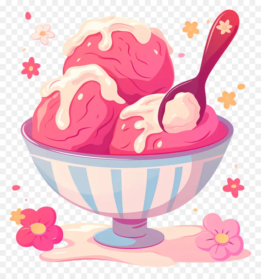 Día Nacional Del Helado，Helado Con Fresas PNG