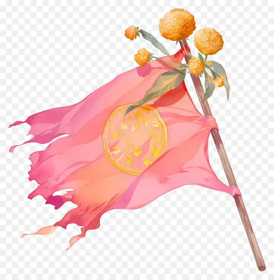 Bandera Rosa，Bandera Rosa Con Bola Amarilla PNG