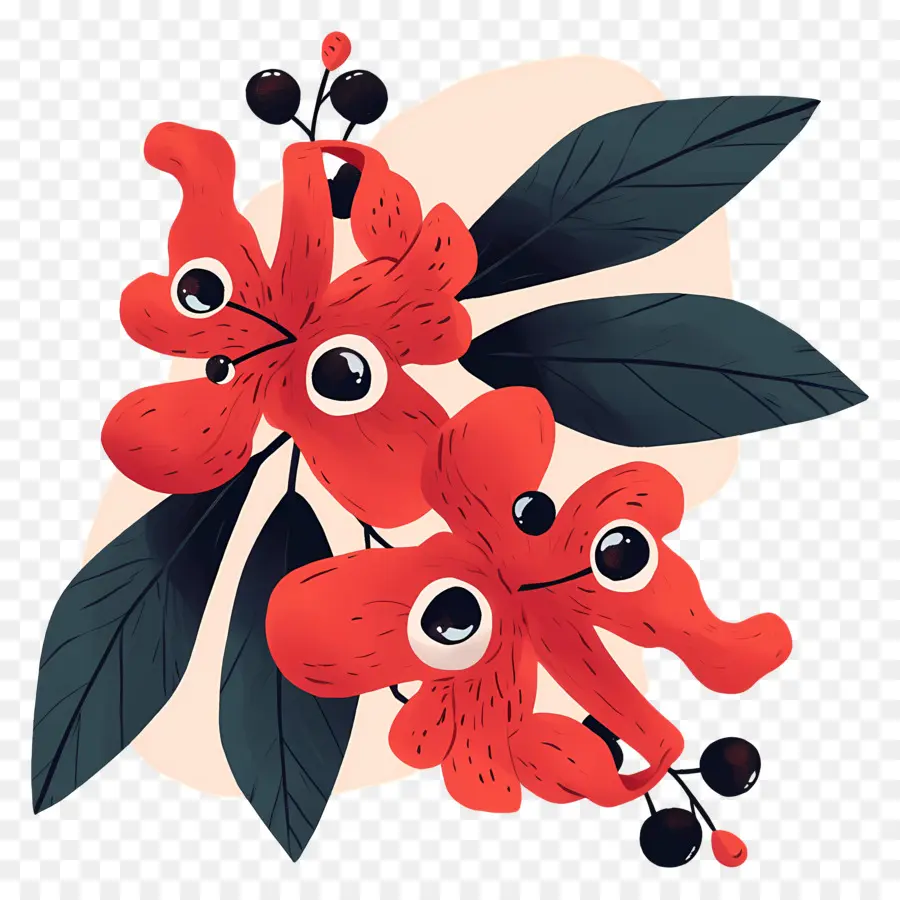 Baya De Guaraná，Flores Rojas PNG