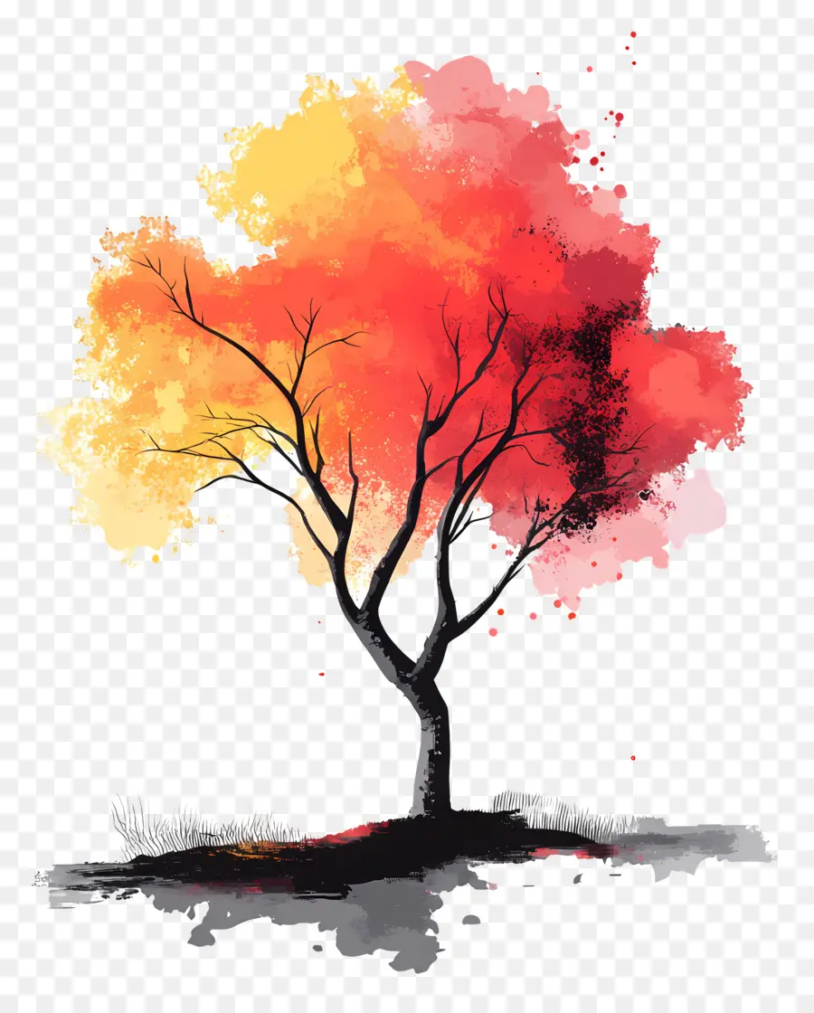 Paisaje De Arboles，árbol Rojo PNG