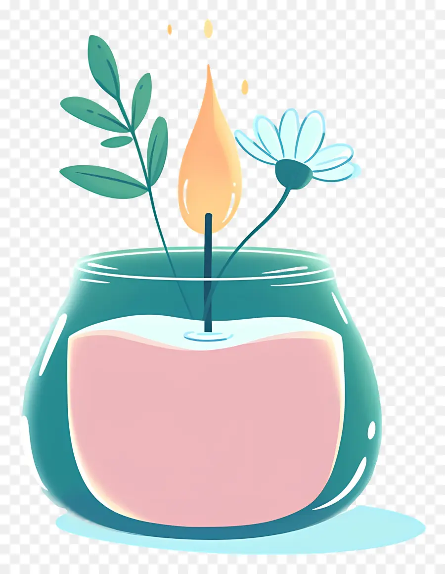 Vela De Aromaterapia，Vela De Cristal Con Flor PNG