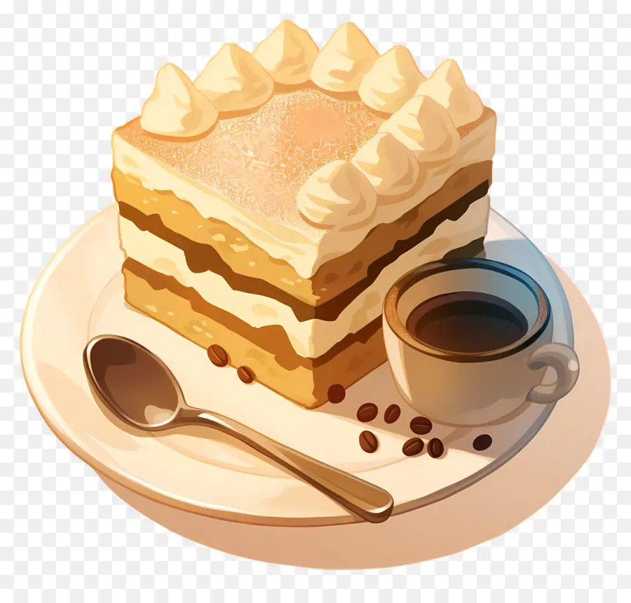 Tarta De Tiramisú，Pastel Y Café PNG