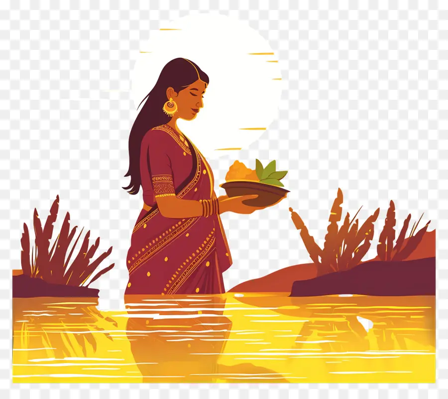 Puya Chhath，Mujer En Agua PNG