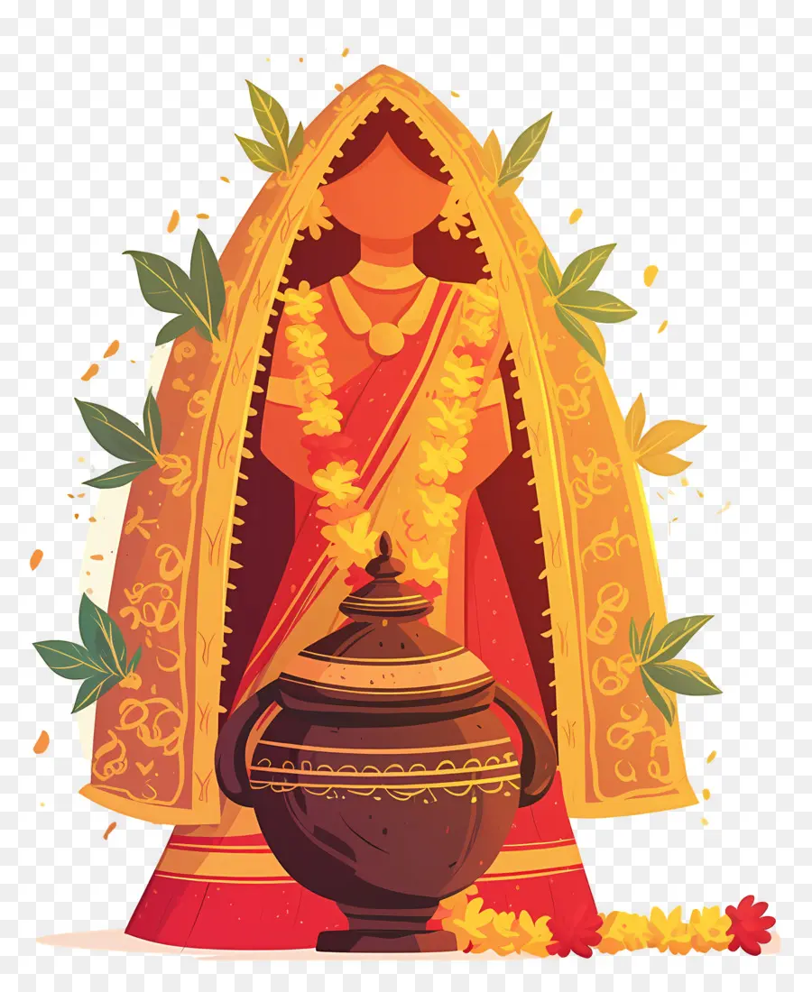 Mujer India，Mujer Tradicional En Amarillo PNG