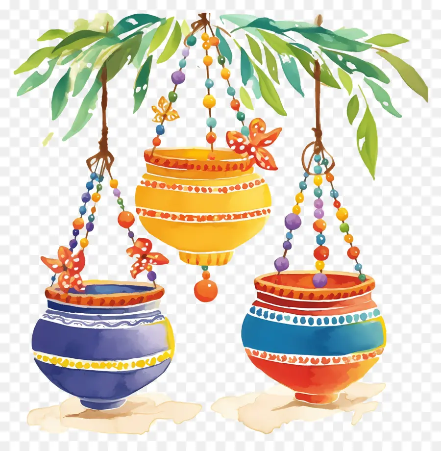 Dahi Handi，Macetas Decorativas Colgantes PNG