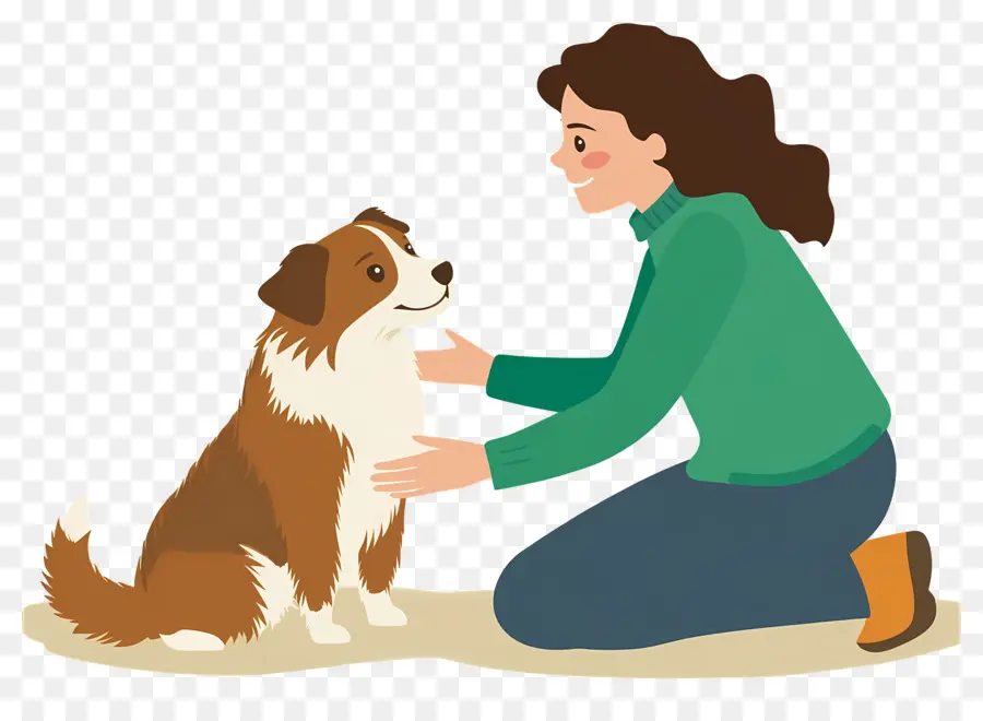 Mujer，Niña Con Perro PNG