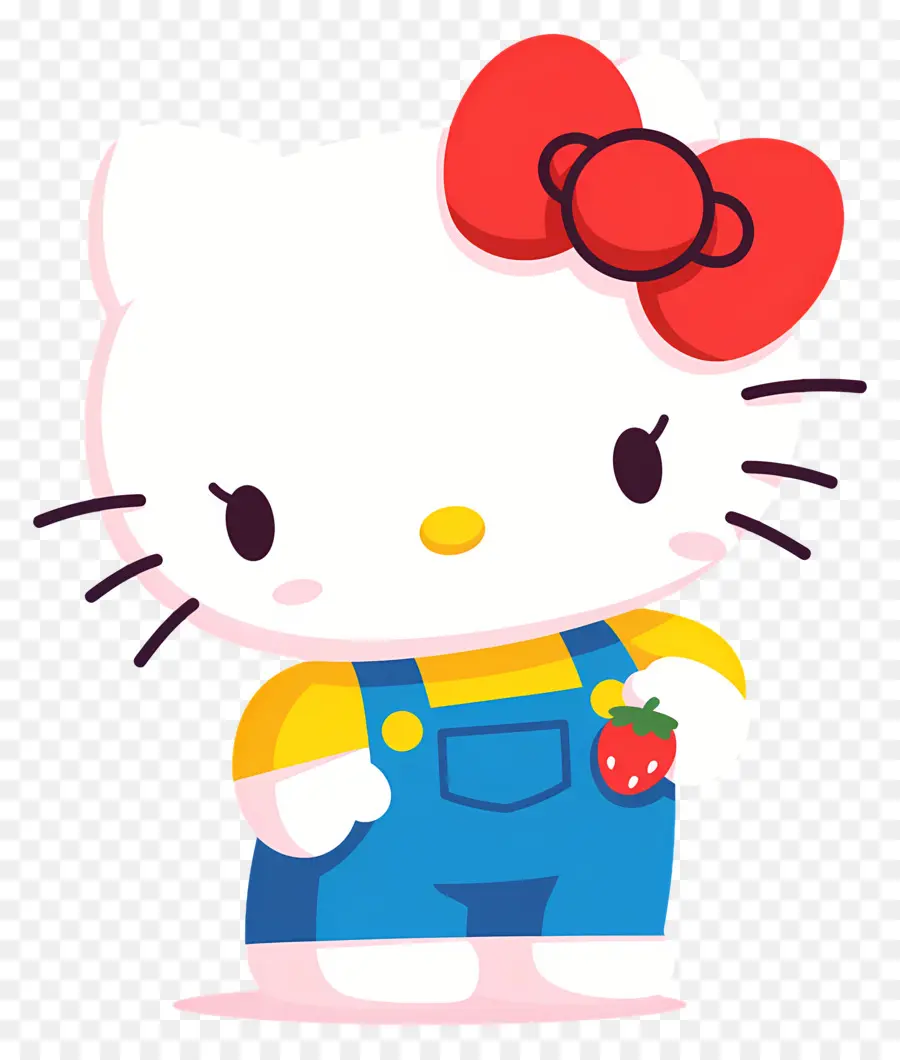 Hello Kitty Con Fresa，Gato De Dibujos Animados Con Fresa PNG