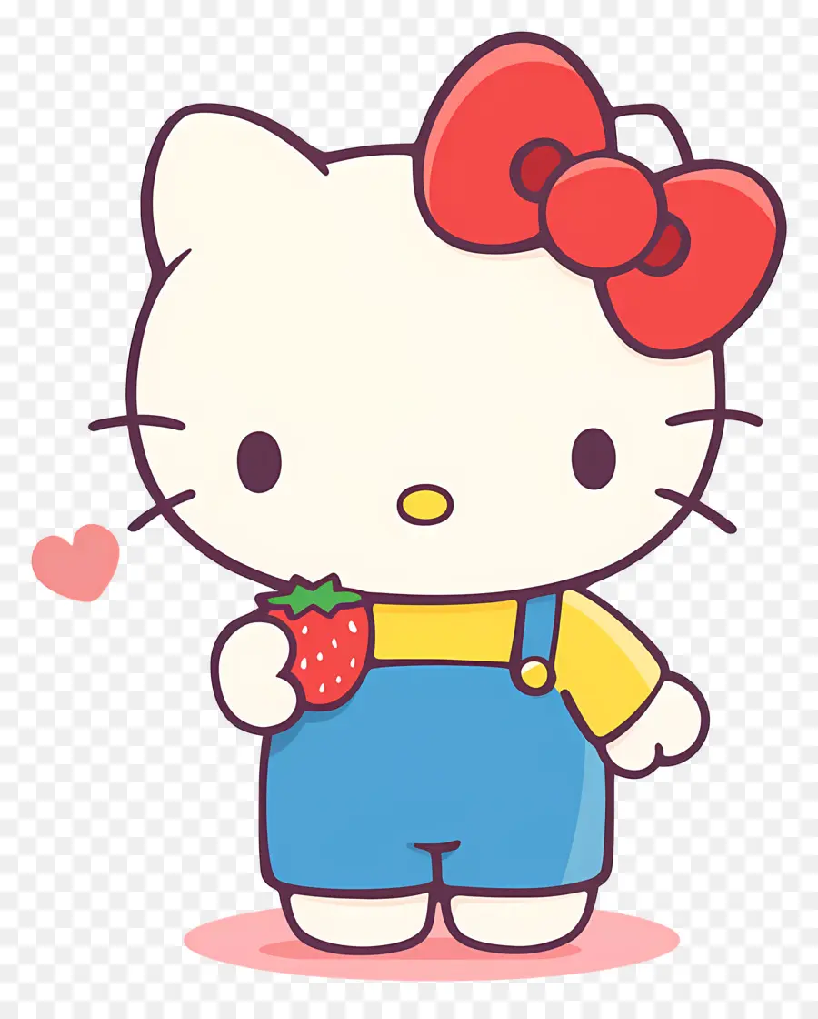 Hello Kitty Con Fresa，Gato De Dibujos Animados Con Fresa PNG