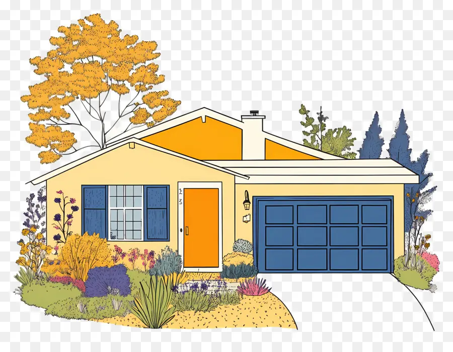 Hogar Americano，Casa Con Jardin PNG