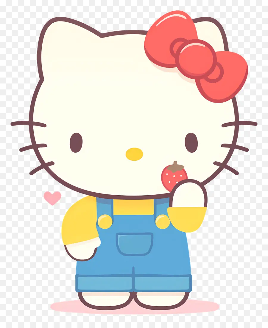 Hello Kitty Con Fresa，Gato De Dibujos Animados Con Fresa PNG