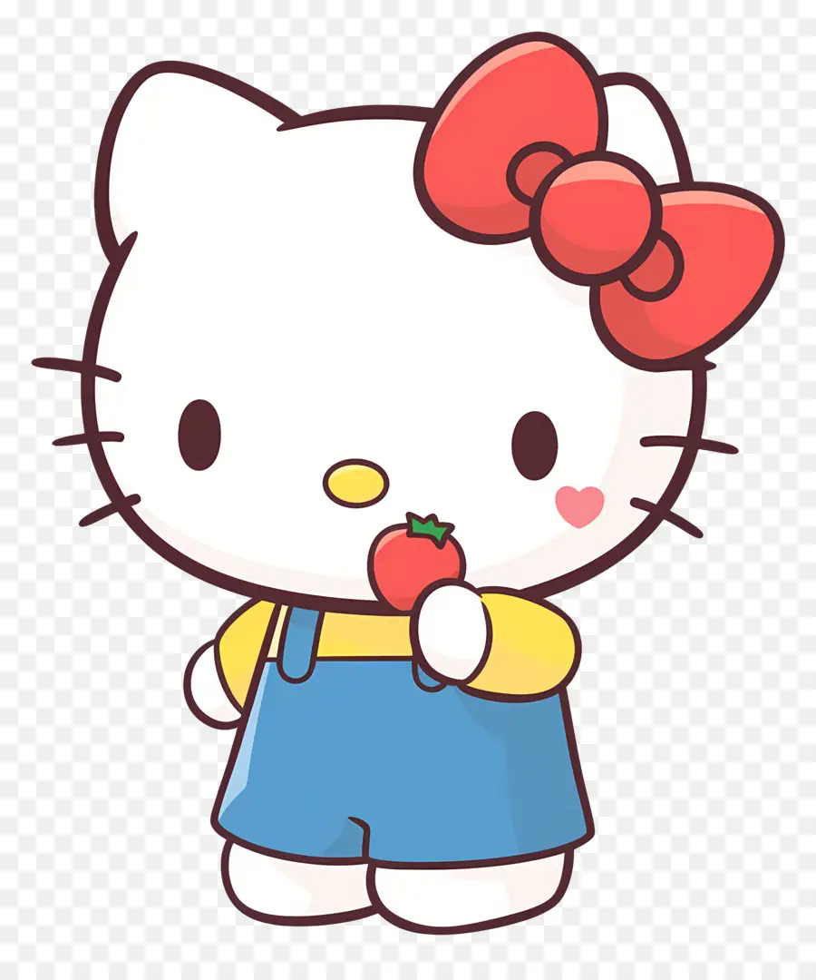 Hello Kitty Con Fresa，Gato De Dibujos Animados Con Fresa PNG