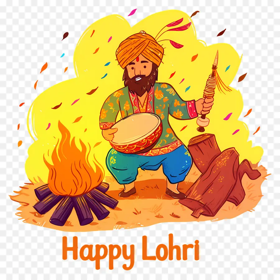 Lohri，Hombre Con Tambor PNG