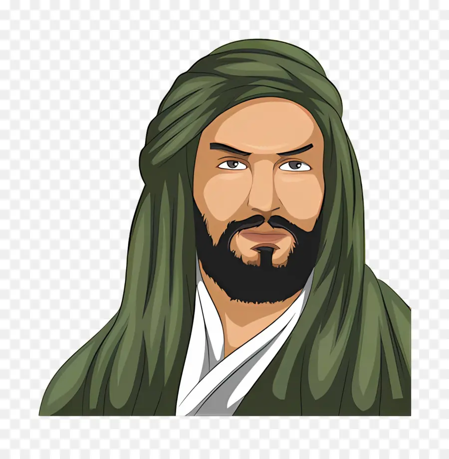 Hazarat Ali，Hombre Con Bata Verde PNG