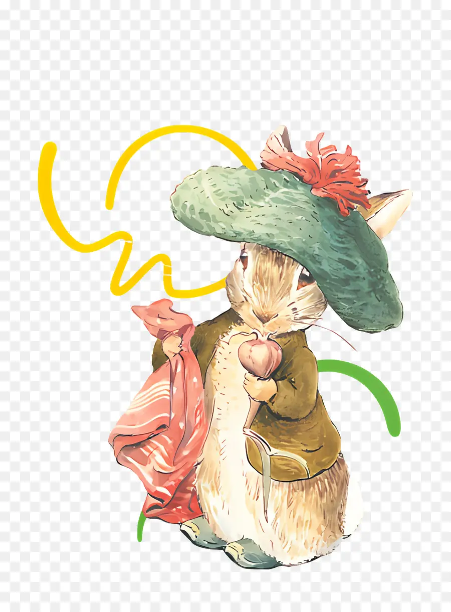 Benjamín Conejito，Conejo Con Sombrero Verde PNG