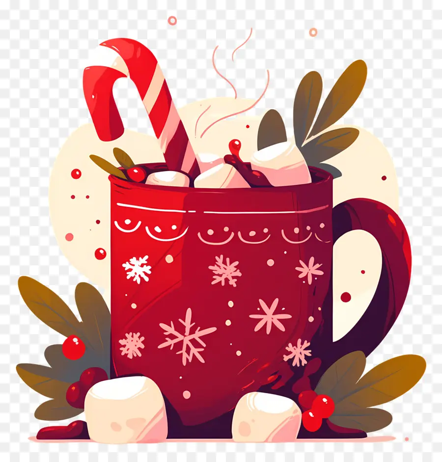 Chocolate Caliente Con Malvaviscos，Taza De Navidad PNG