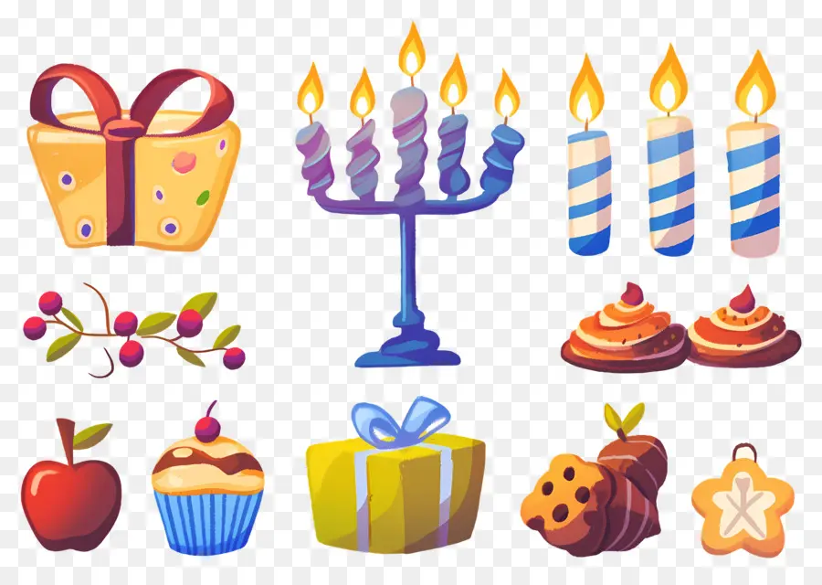 Decoración De Jánuca，Conjunto De Celebración De Hanukkah PNG