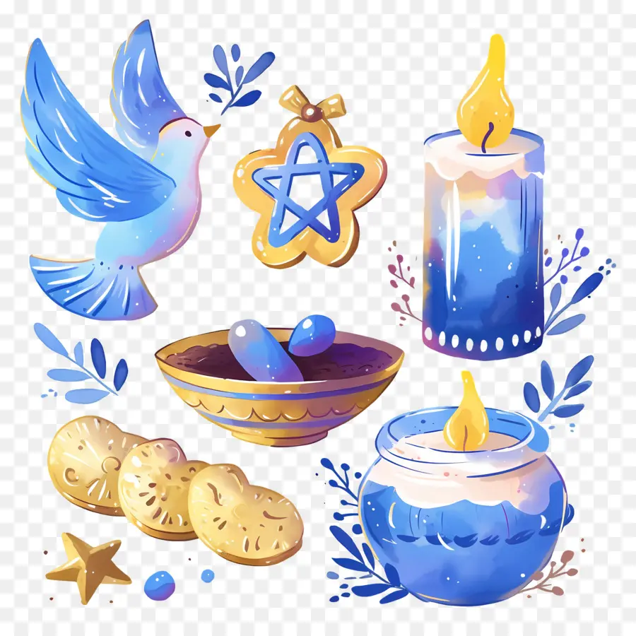 Decoración De Jánuca，Elementos Azules De Hanukkah PNG