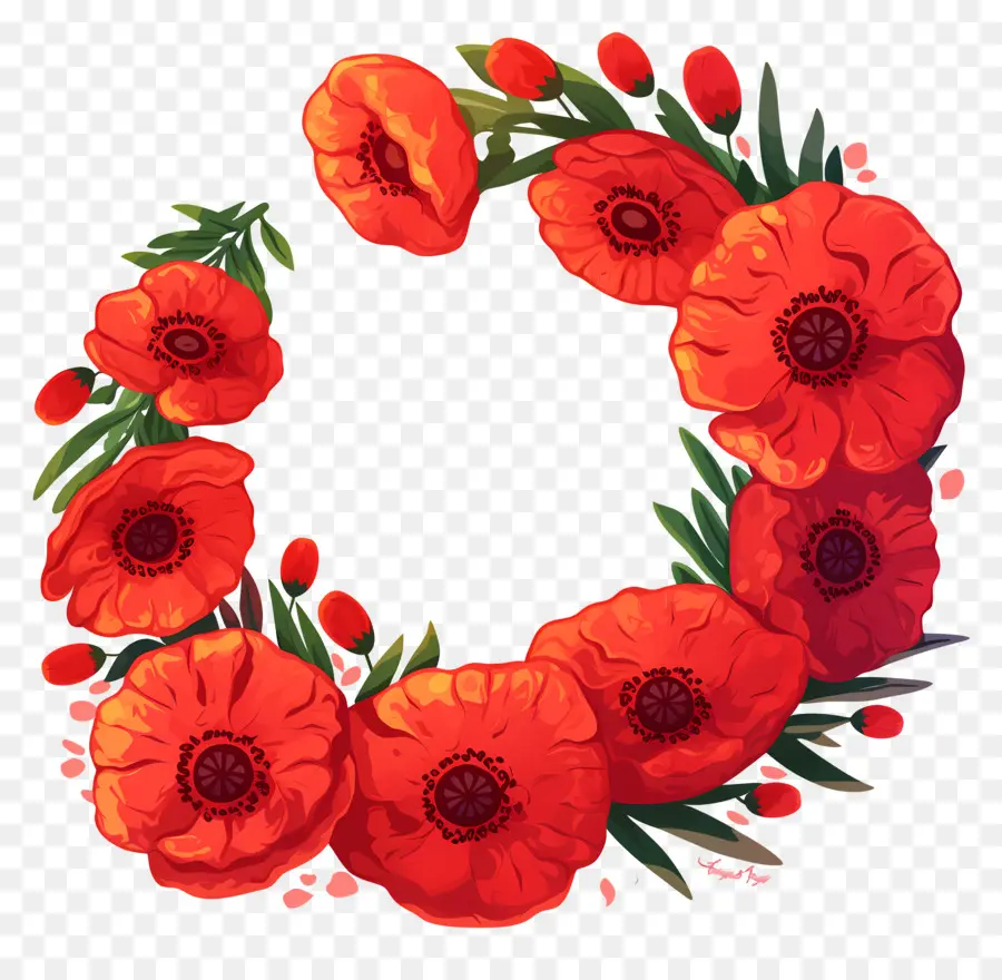 Día De Anzac，Corona De Amapola Roja PNG