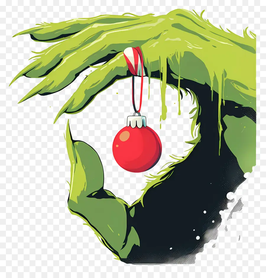 Grinch，Mano Verde Con Adorno PNG