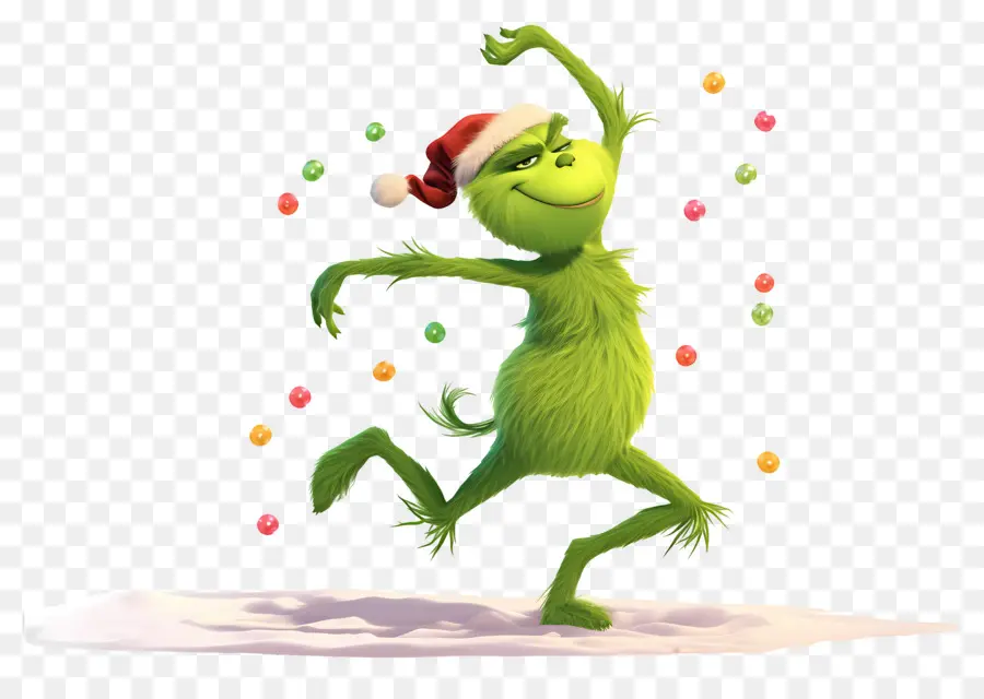 Grinch De Dibujos Animados，Personaje Verde Bailando PNG