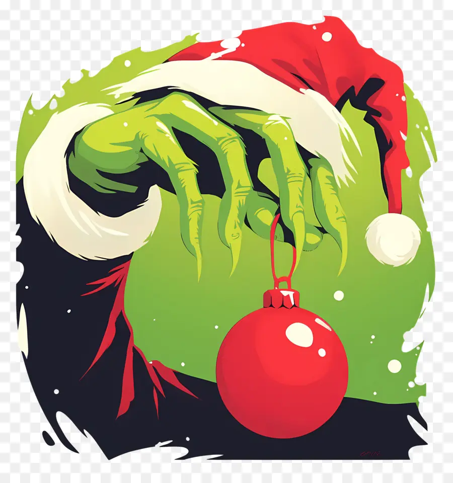 Grinch，Mano Verde Con Adorno PNG